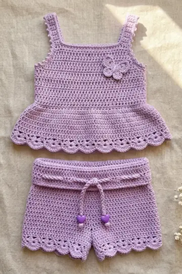 Lavender Fields Baby Set Free Crochet Pattern