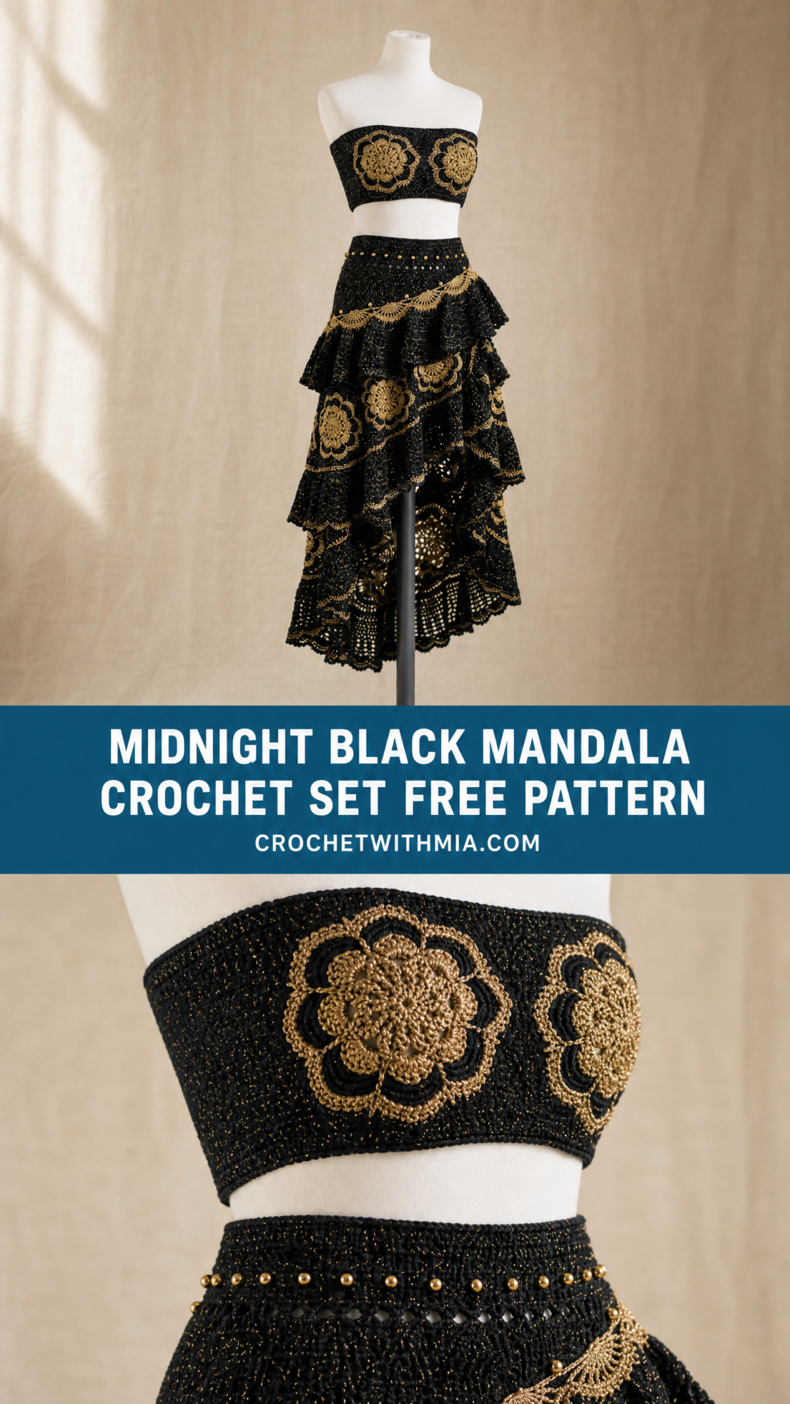 Midnight Black Mandala Crochet Set Free Pattern