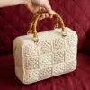 Monochrome Cream Granny Square Bag Free Crochet Pattern