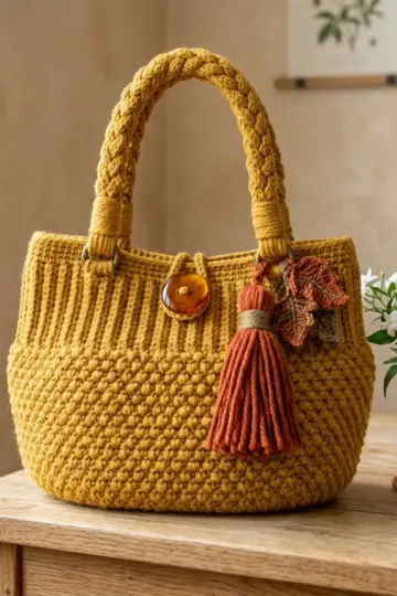 Mustard Yellow Autumn Tote Free Crochet Pattern