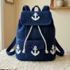 Navy Blue Anchor Nautical Backpack Free Crochet Pattern