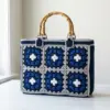 Navy Coastal Granny Square Tote Free Crochet Pattern