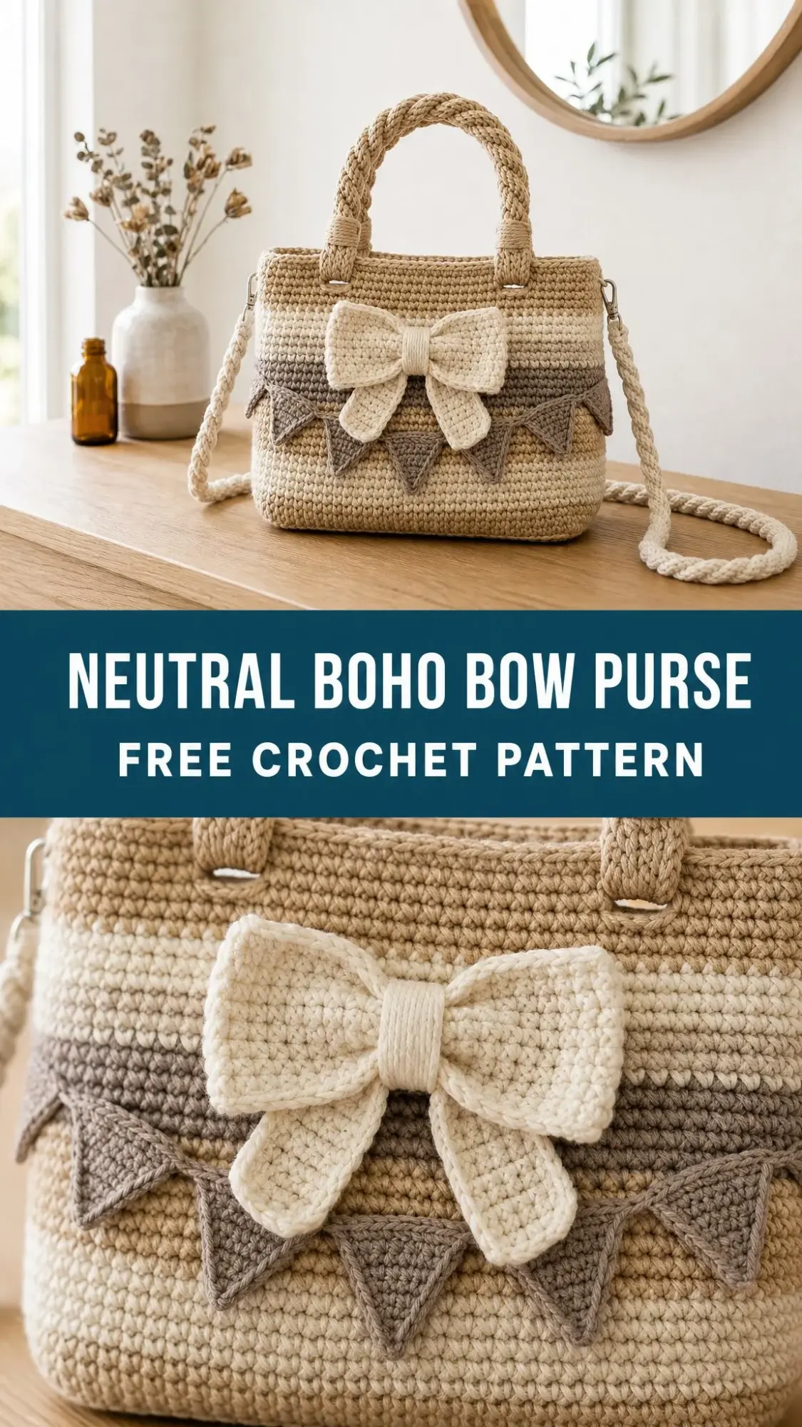 Neutral Boho Bow Purse Free Crochet Pattern