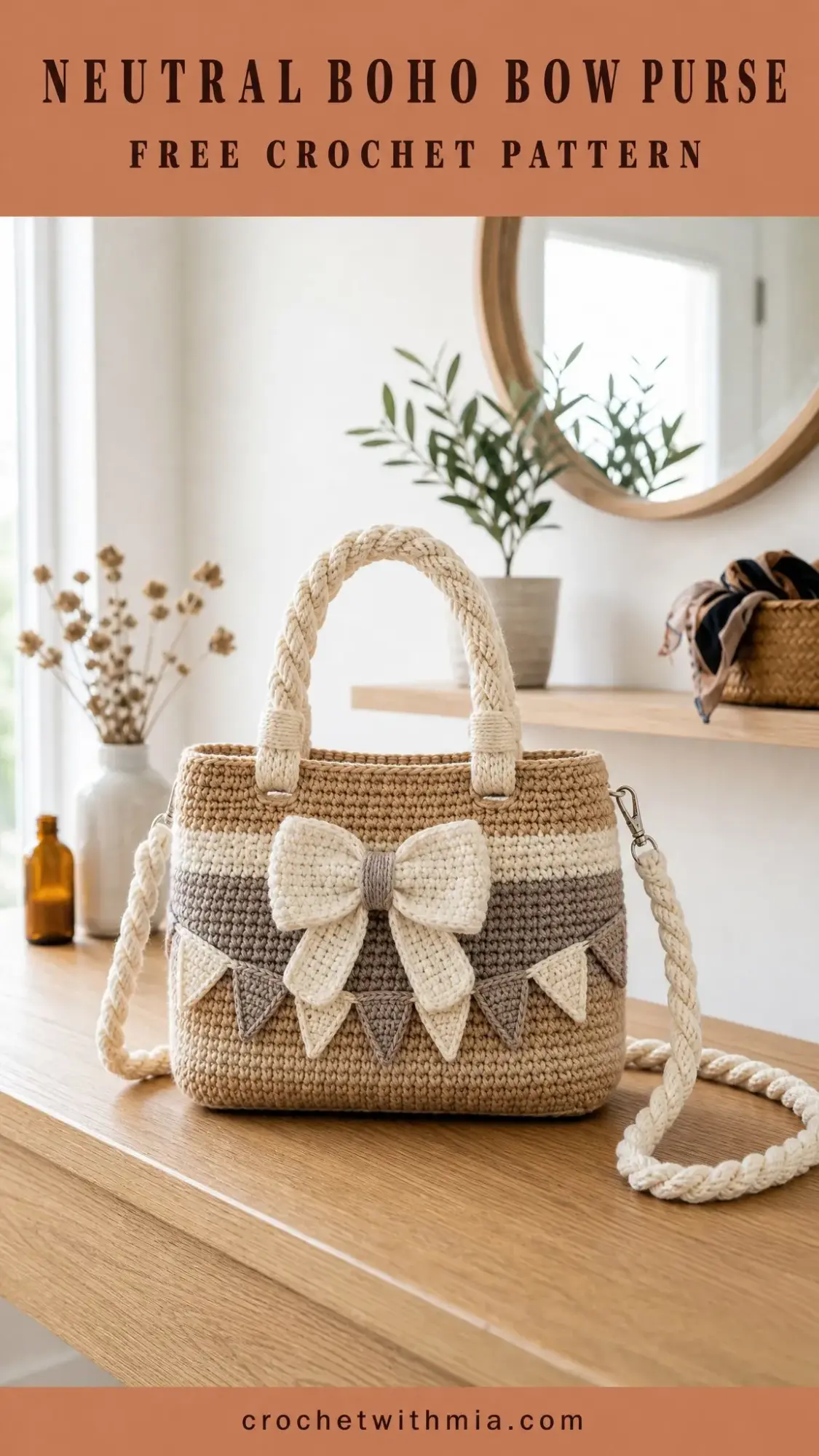 Neutral Boho Bow Purse Free Crochet Pattern