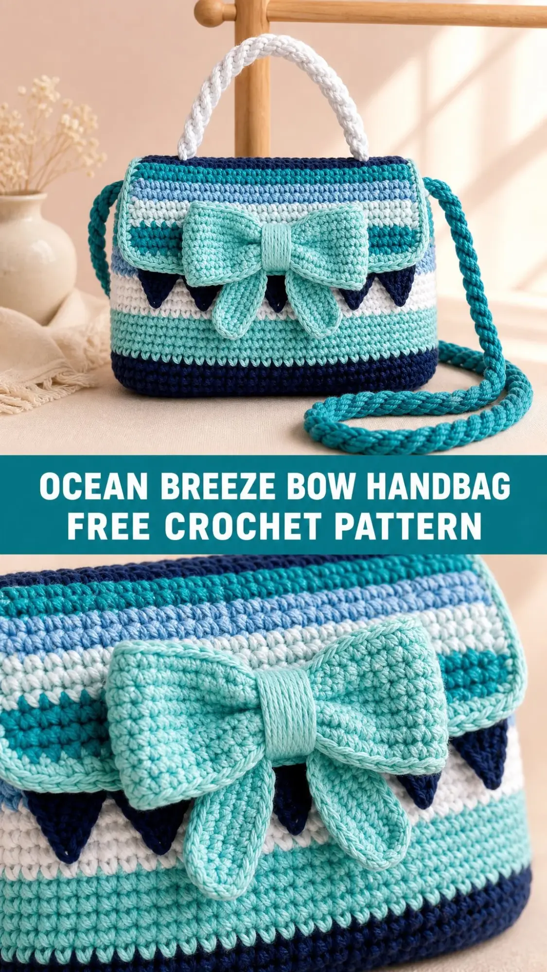 Ocean Breeze Bow Handbag Free Crochet Pattern