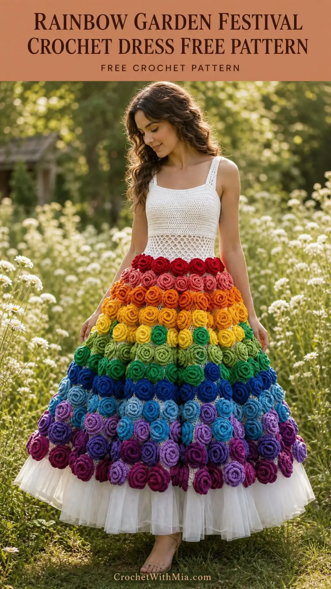Rainbow Garden Festival Crochet Dress Free Crochet Pattern