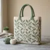 Sage Green Botanical Leaf Tote Bag Free Crochet Pattern