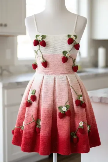 Strawberry Garden Party Dress Free Crochet Pattern