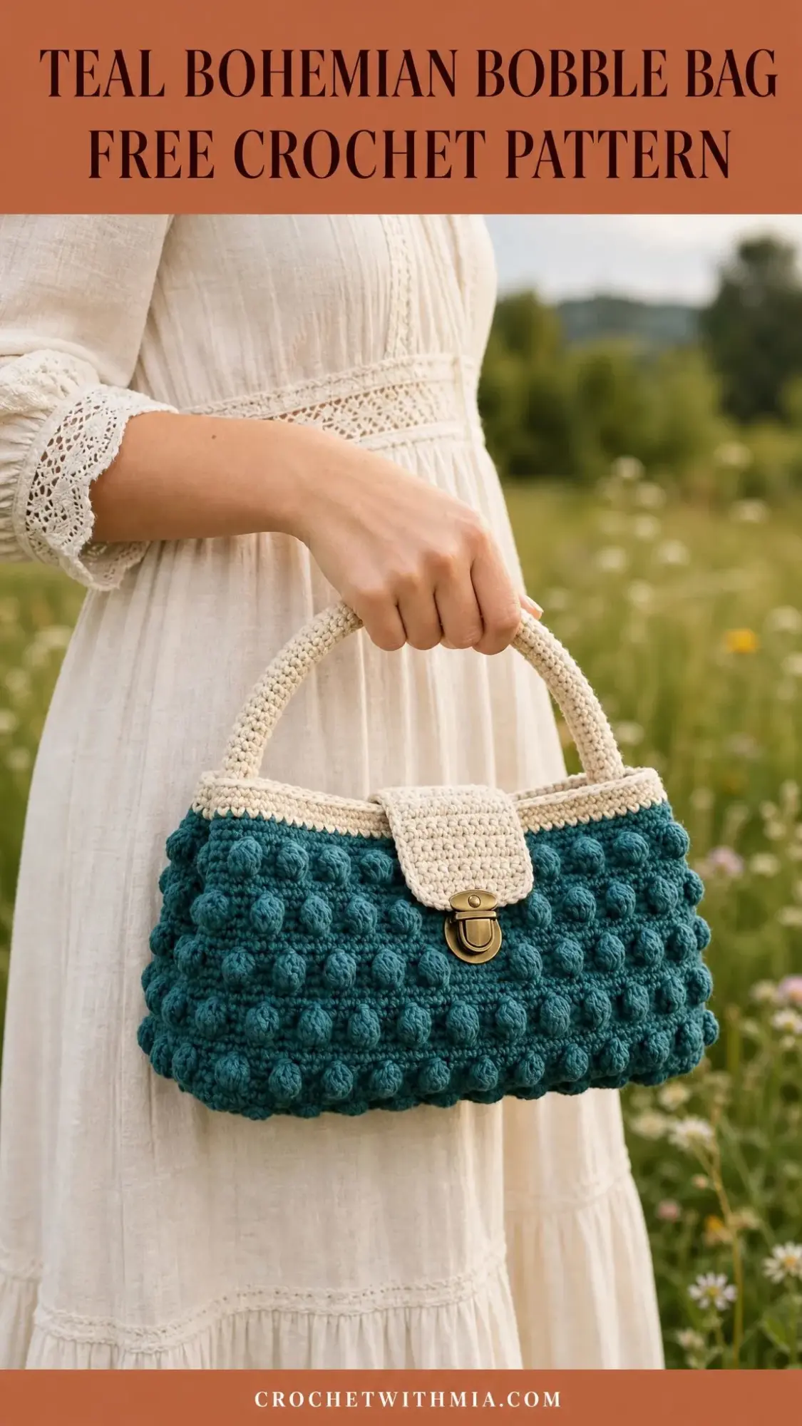 Teal Bohemian Bobble Bag Free Crochet Pattern