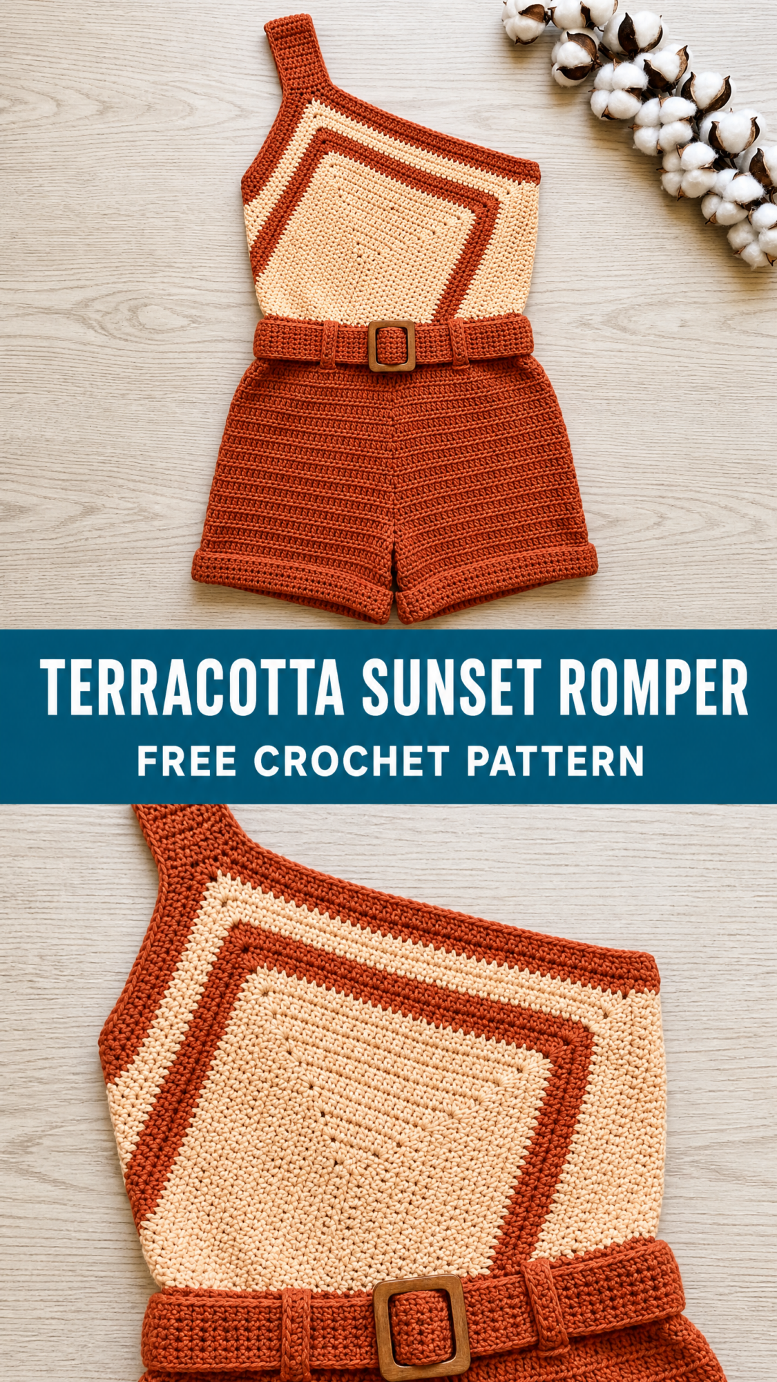 Terracotta Sunset Romper Free Crochet Pattern