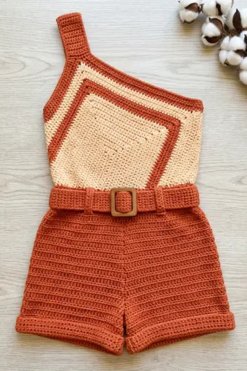 Terracotta Sunset Romper Free Crochet Pattern