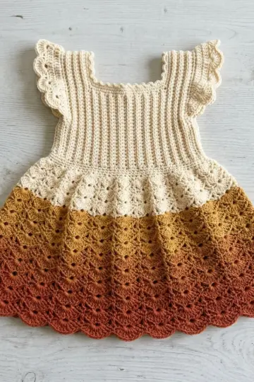 Autumn Spice Gradient Baby Dress Free Crochet Pattern