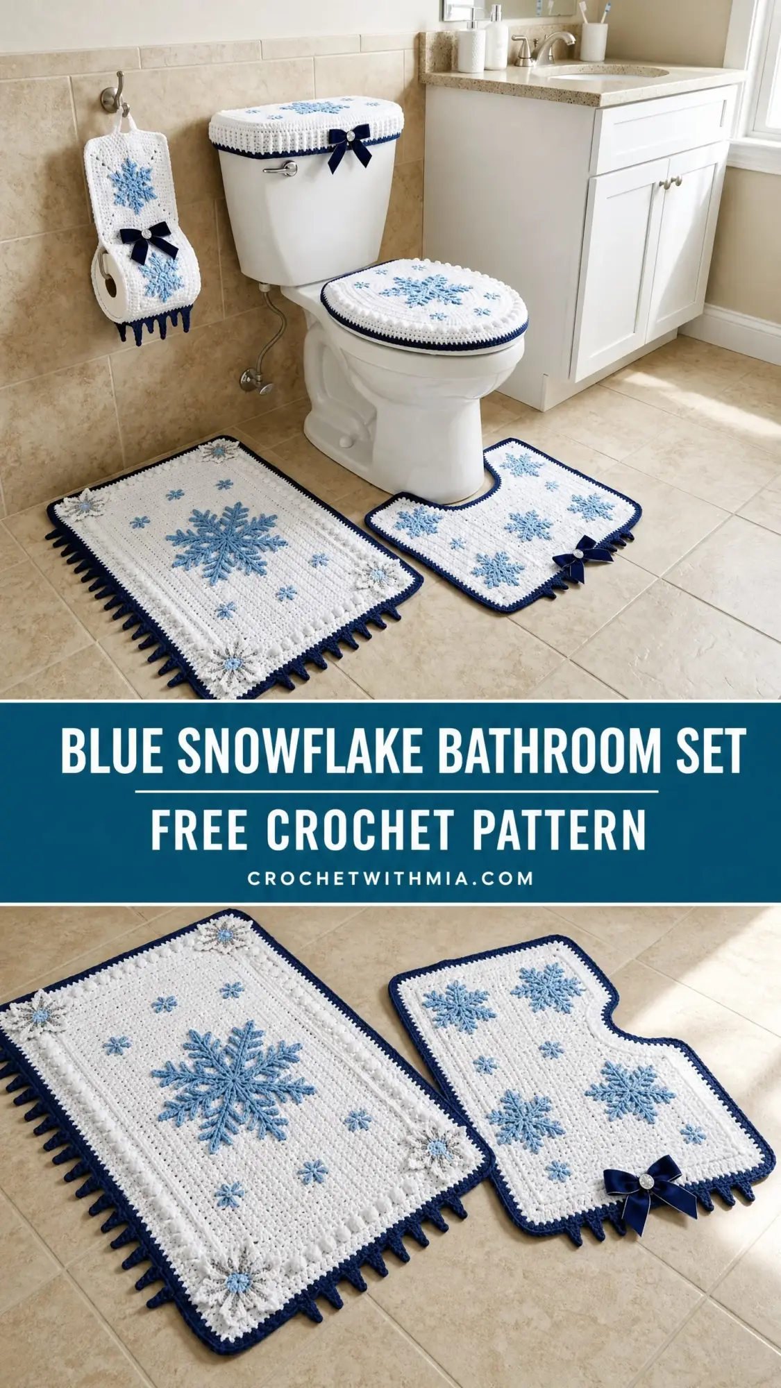 Blue Snowflake Bathroom Set Free Crochet Pattern