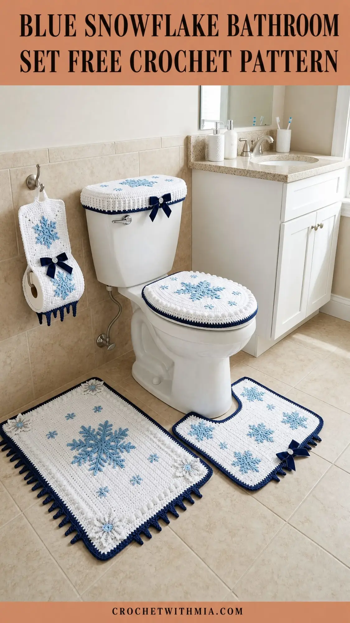 Blue Snowflake Bathroom Set Free Crochet Pattern