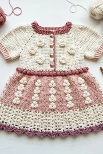 Blush Rose Baby Dress Free Crochet Pattern