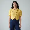 Butter Yellow Retro Heart Crochet Cardigan Pattern