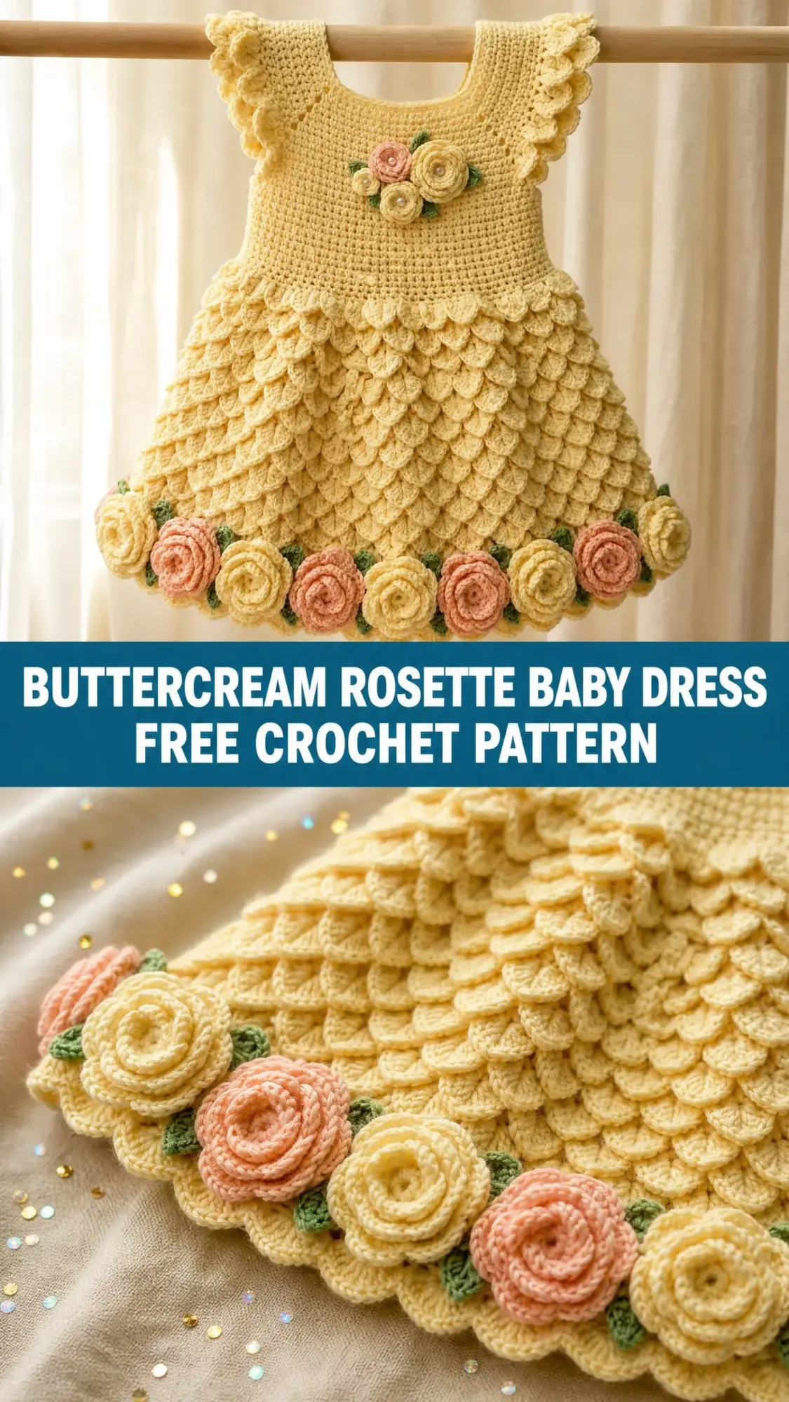 Buttercream Rosette Baby Dress Free Crochet Pattern
