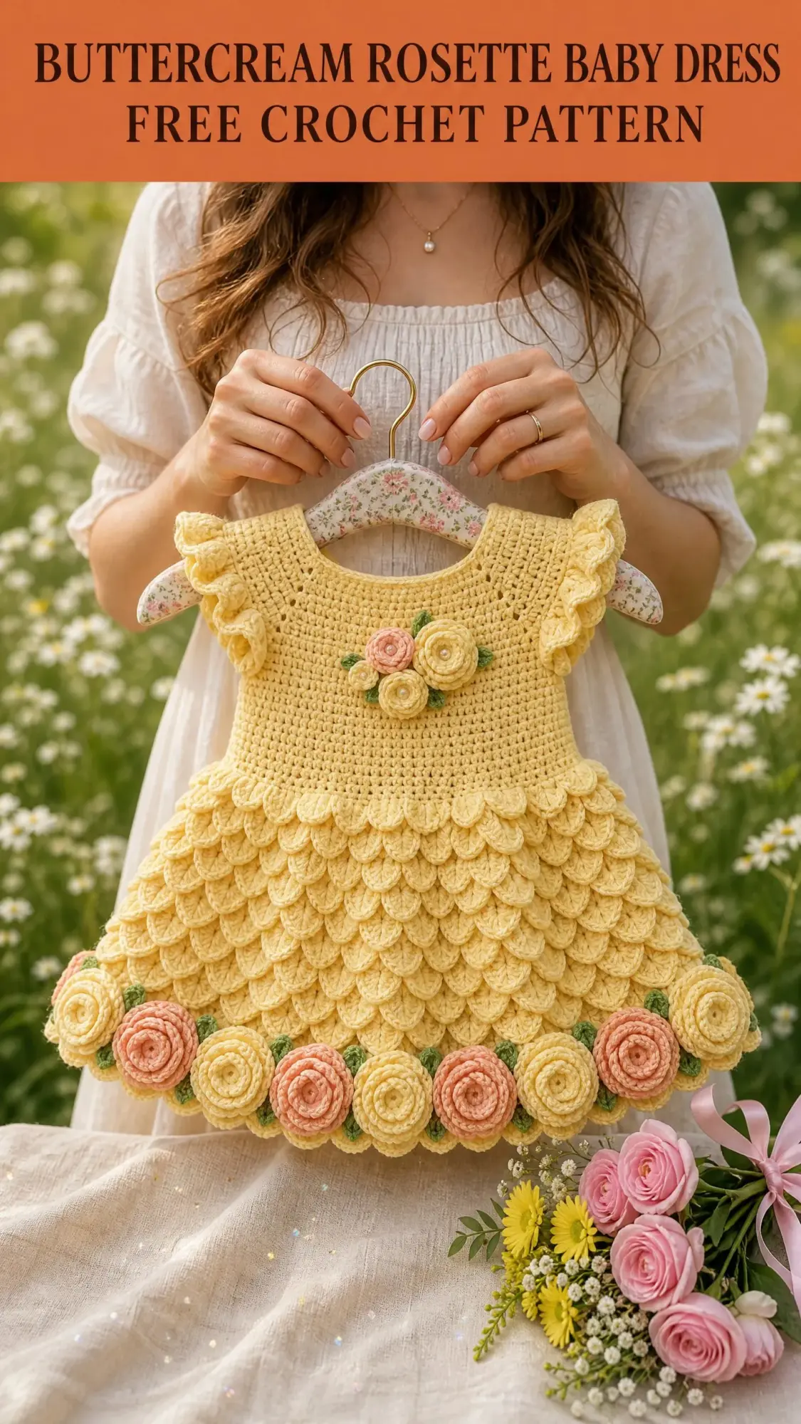 Buttercream Rosette Baby Dress Free Crochet Pattern