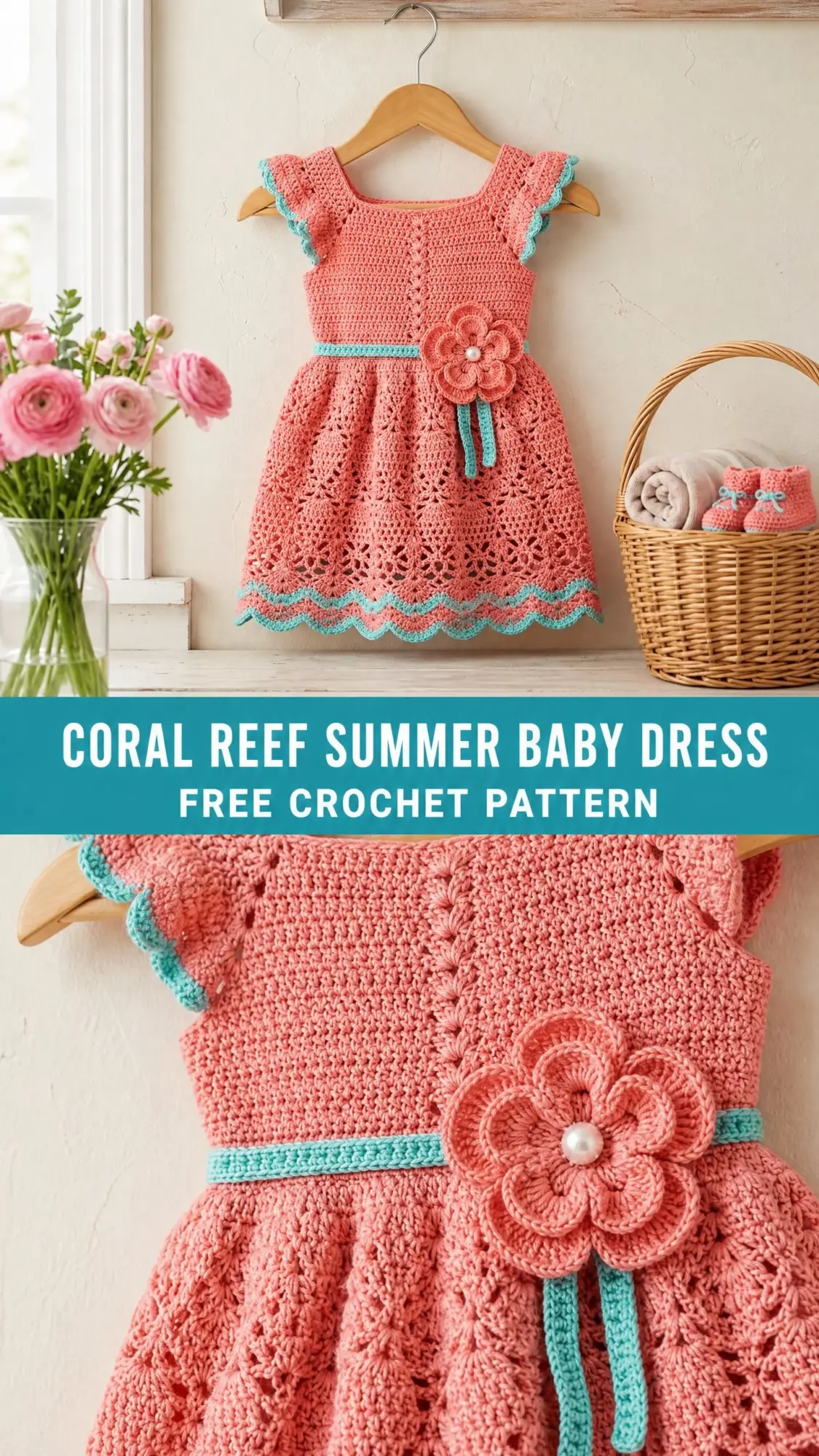 Coral Reef Summer Baby Dress Free Crochet Pattern