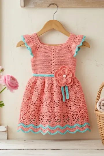 Coral Reef Summer Baby Dress Free Crochet Pattern