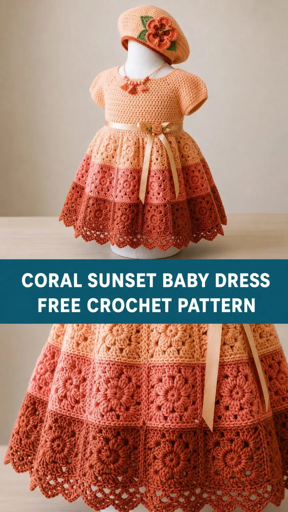 Coral Sunset Baby Dress Free Crochet Pattern
