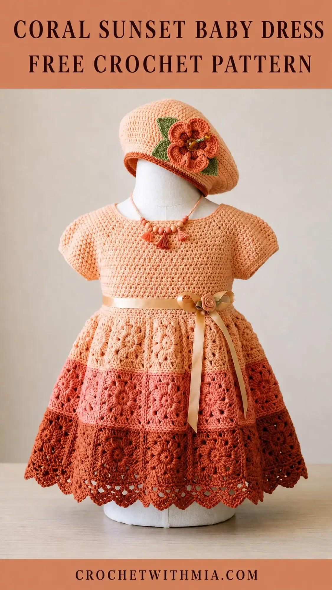 Coral Sunset Baby Dress Free Crochet Pattern