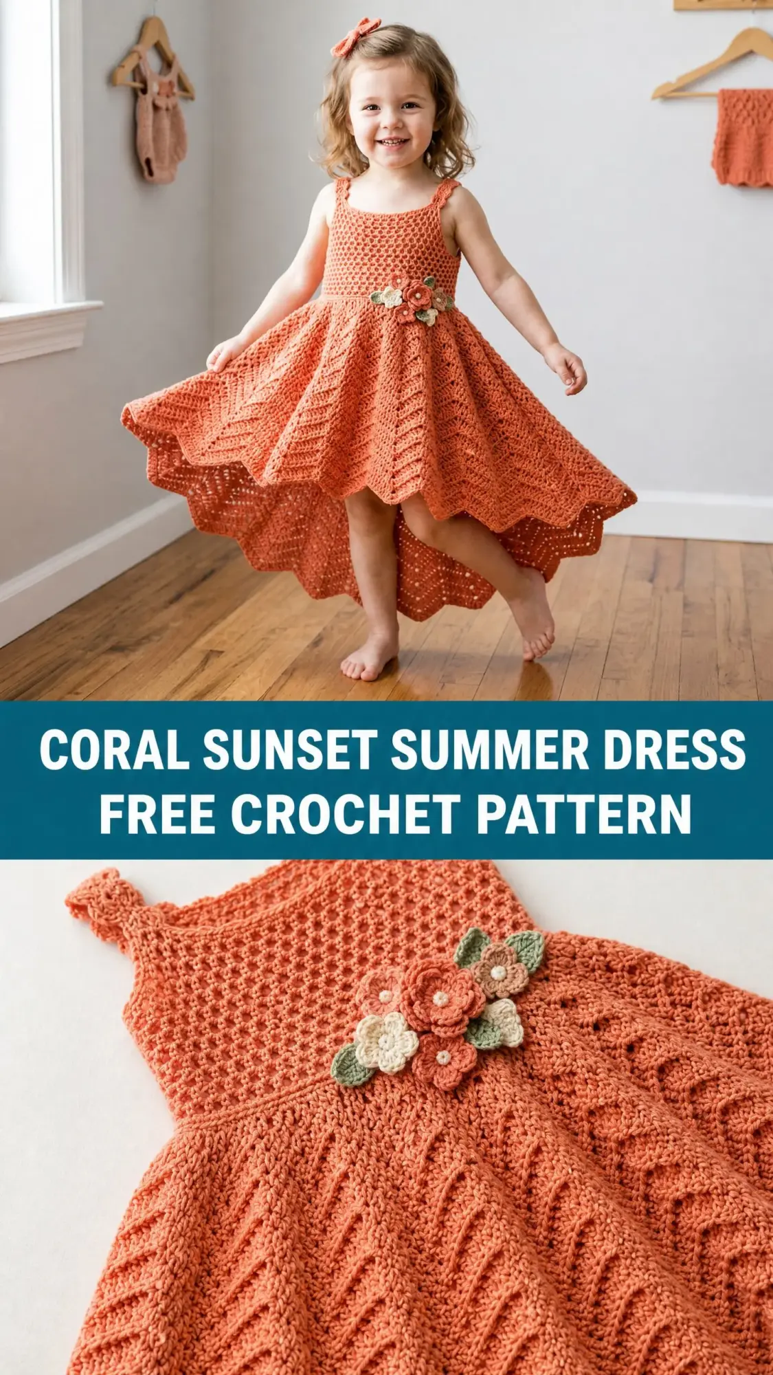 Coral Sunset Summer Dress Free Crochet Pattern