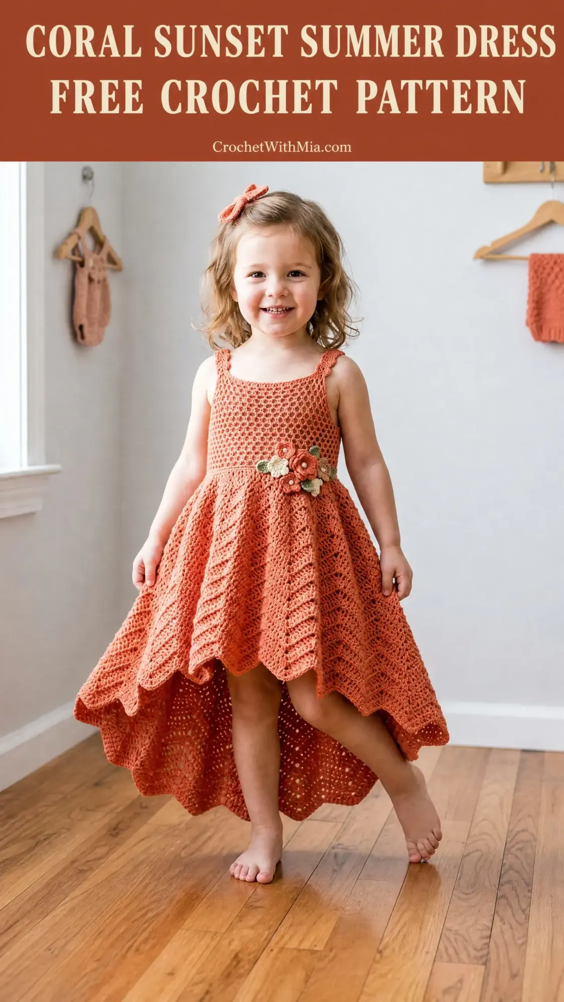 Coral Sunset Summer Dress Free Crochet Pattern
