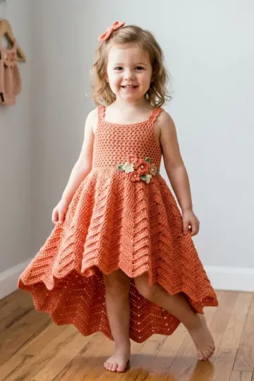 Coral Sunset Summer Dress Free Crochet Pattern