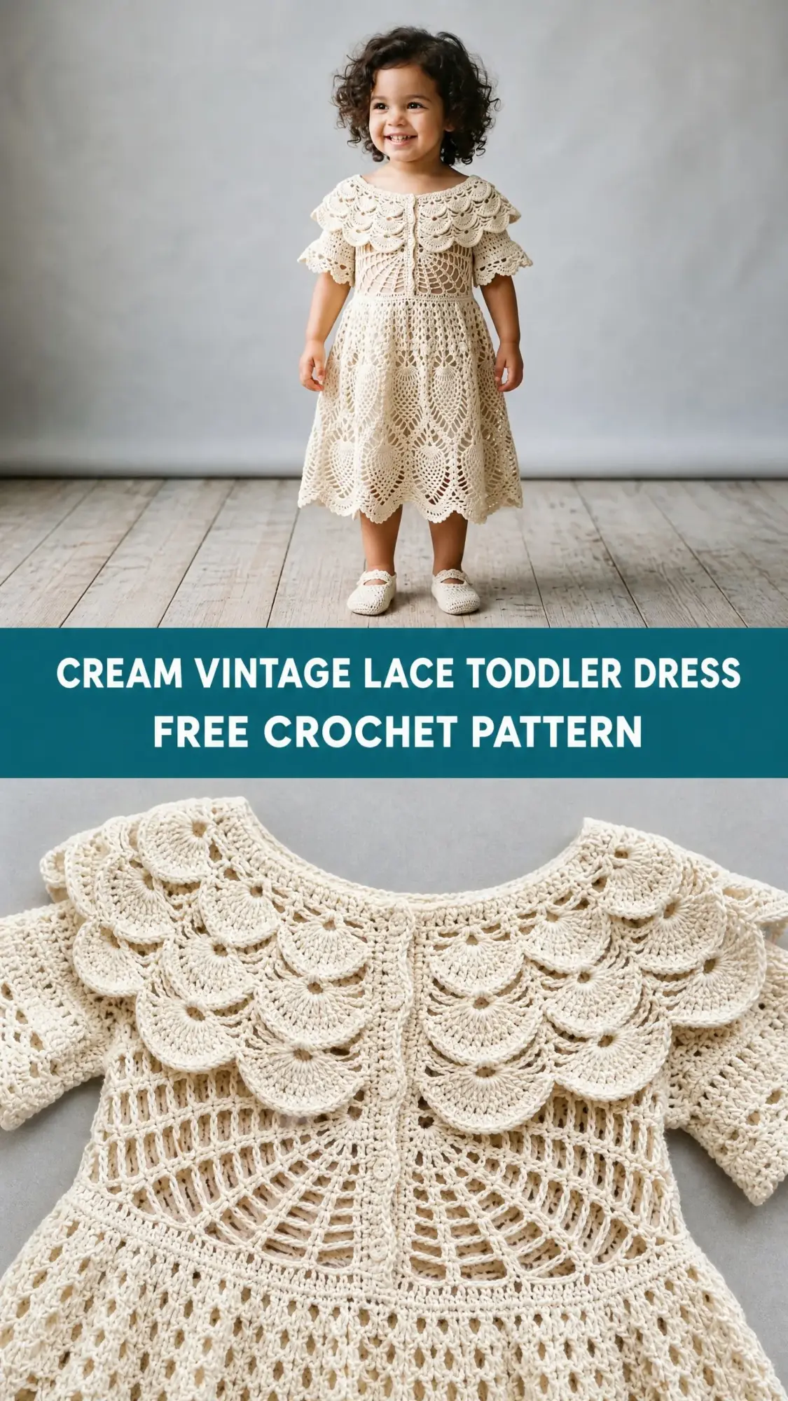 Cream Vintage Lace Toddler Dress Free Crochet Pattern