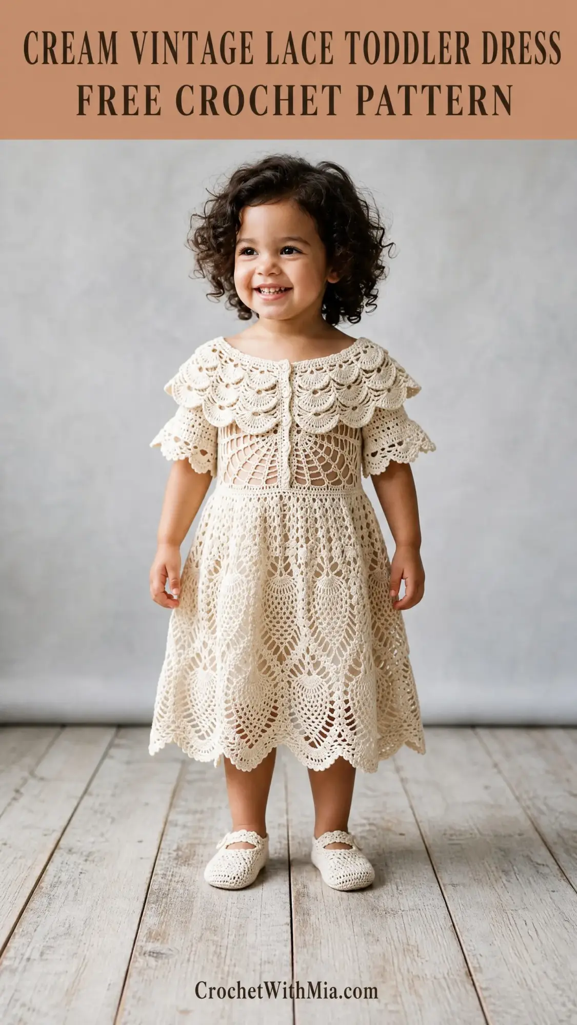 Cream Vintage Lace Toddler Dress Free Crochet Pattern