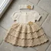 Cream and Gold Baby Dress Free Crochet Pattern