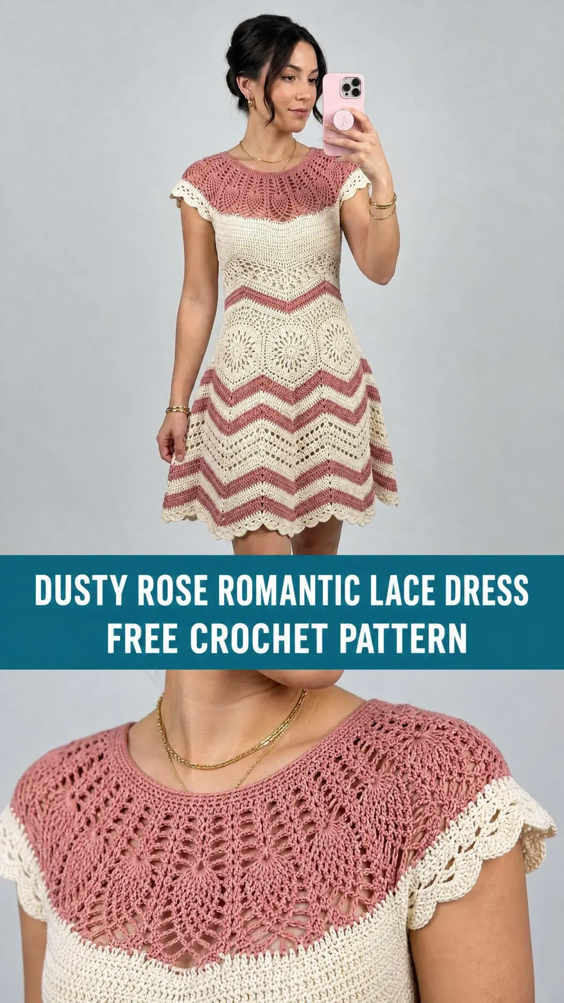 Dusty Rose Romantic Lace Dress Free Crochet Pattern