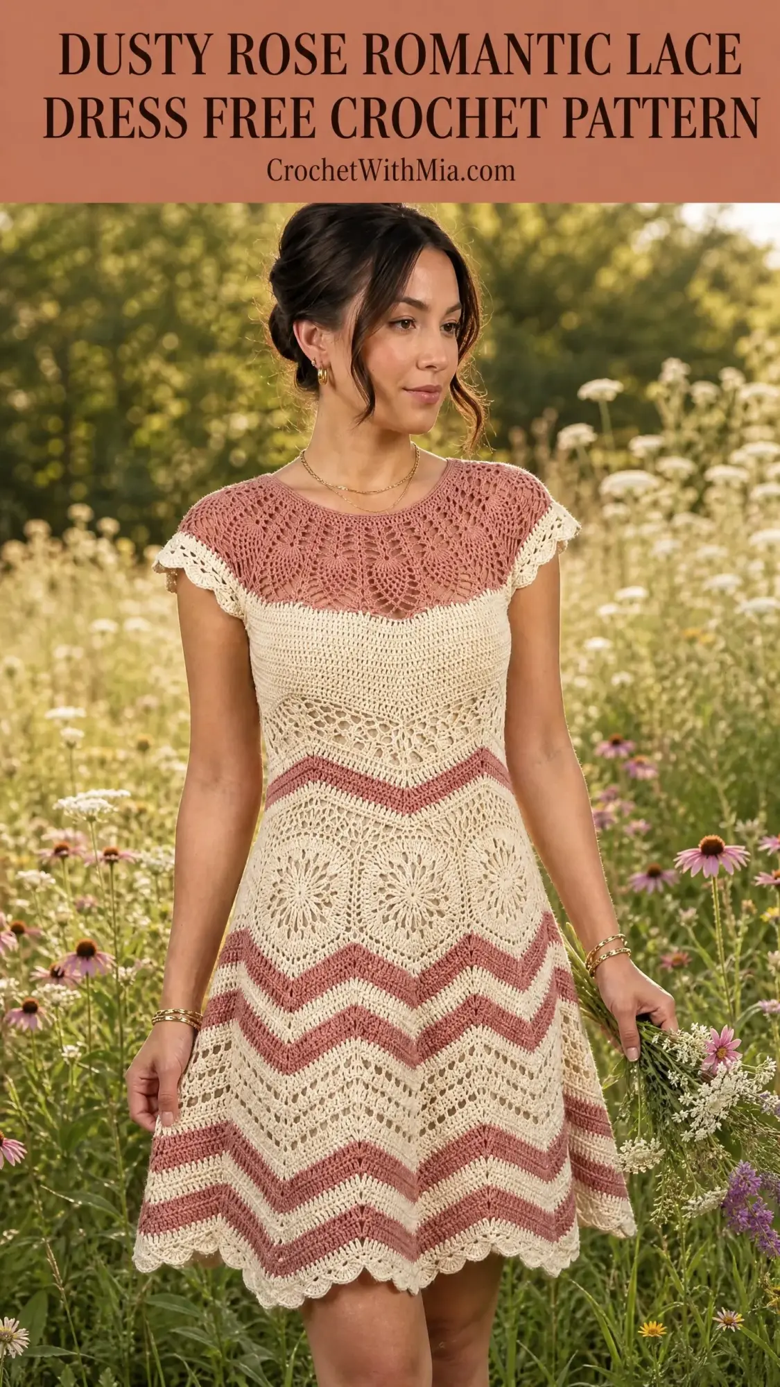 Dusty Rose Romantic Lace Dress Free Crochet Pattern