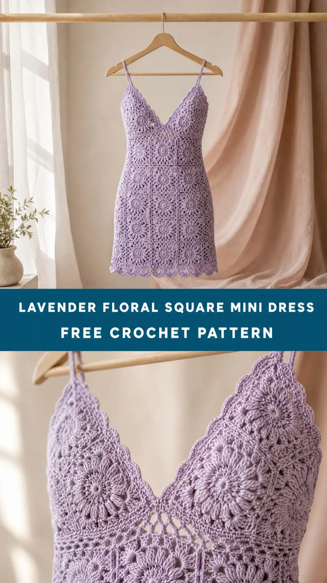 Lavender Floral Square Mini Dress Free Crochet Pattern