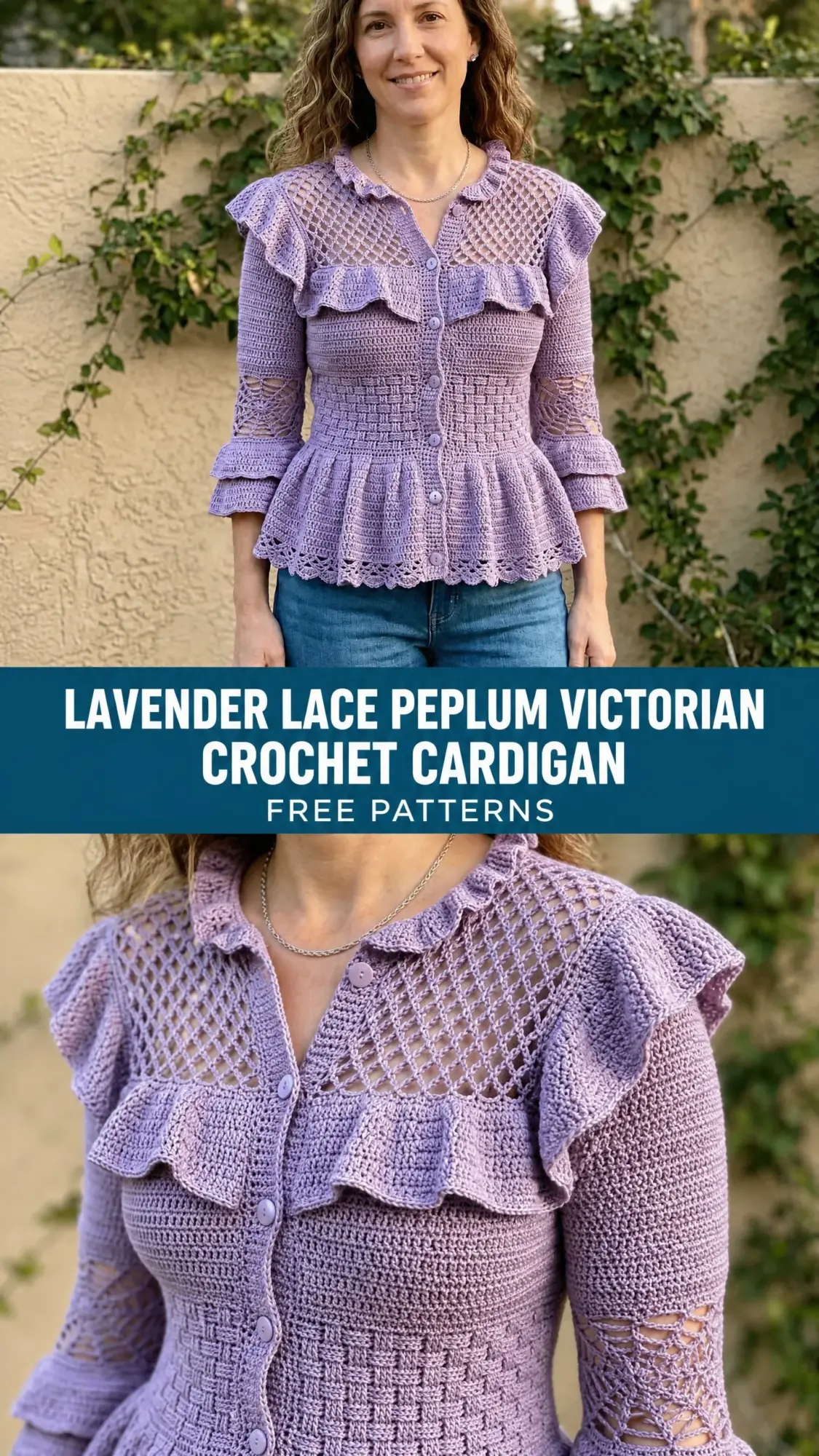 Lavender Lace Peplum Victorian Crochet Cardigan
