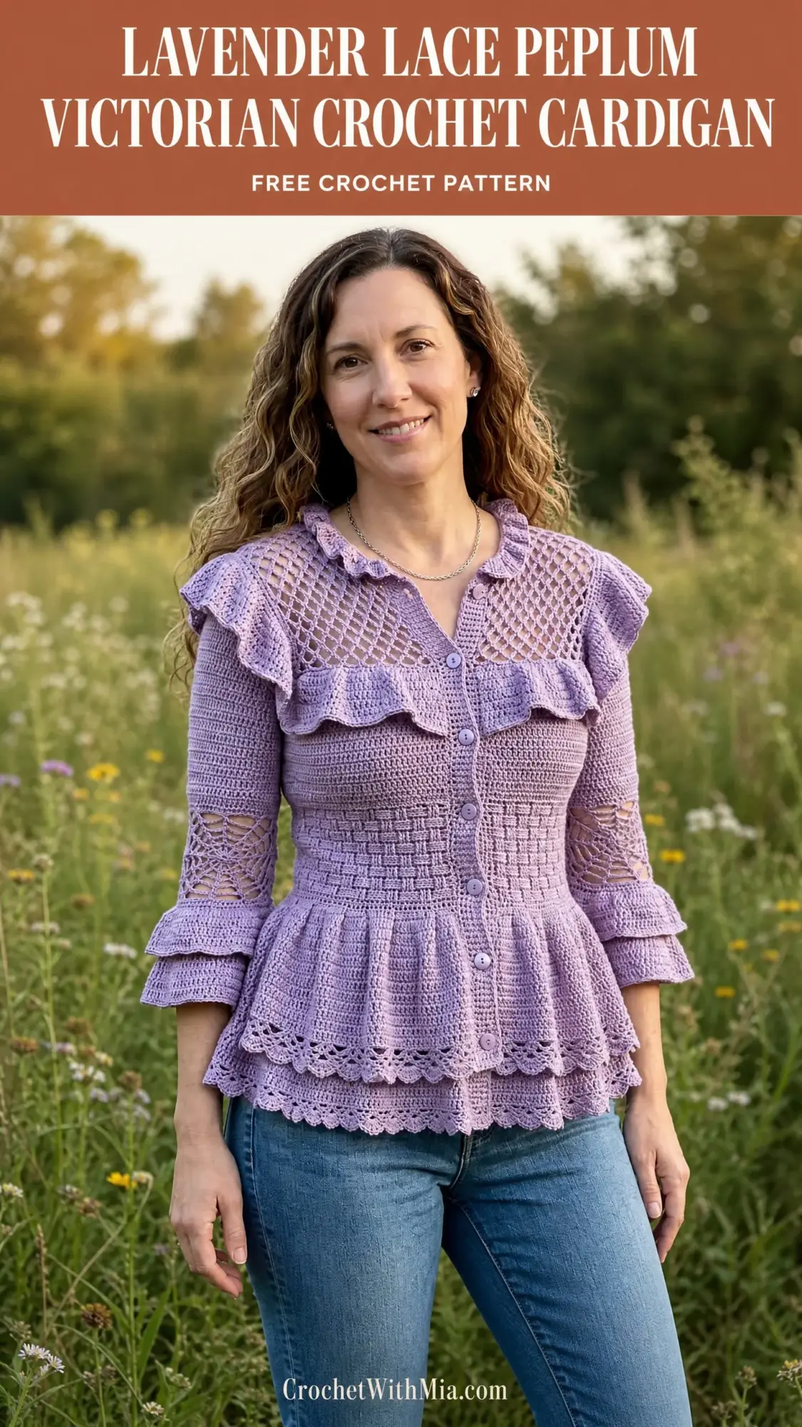 Lavender Lace Peplum Victorian Crochet Cardigan