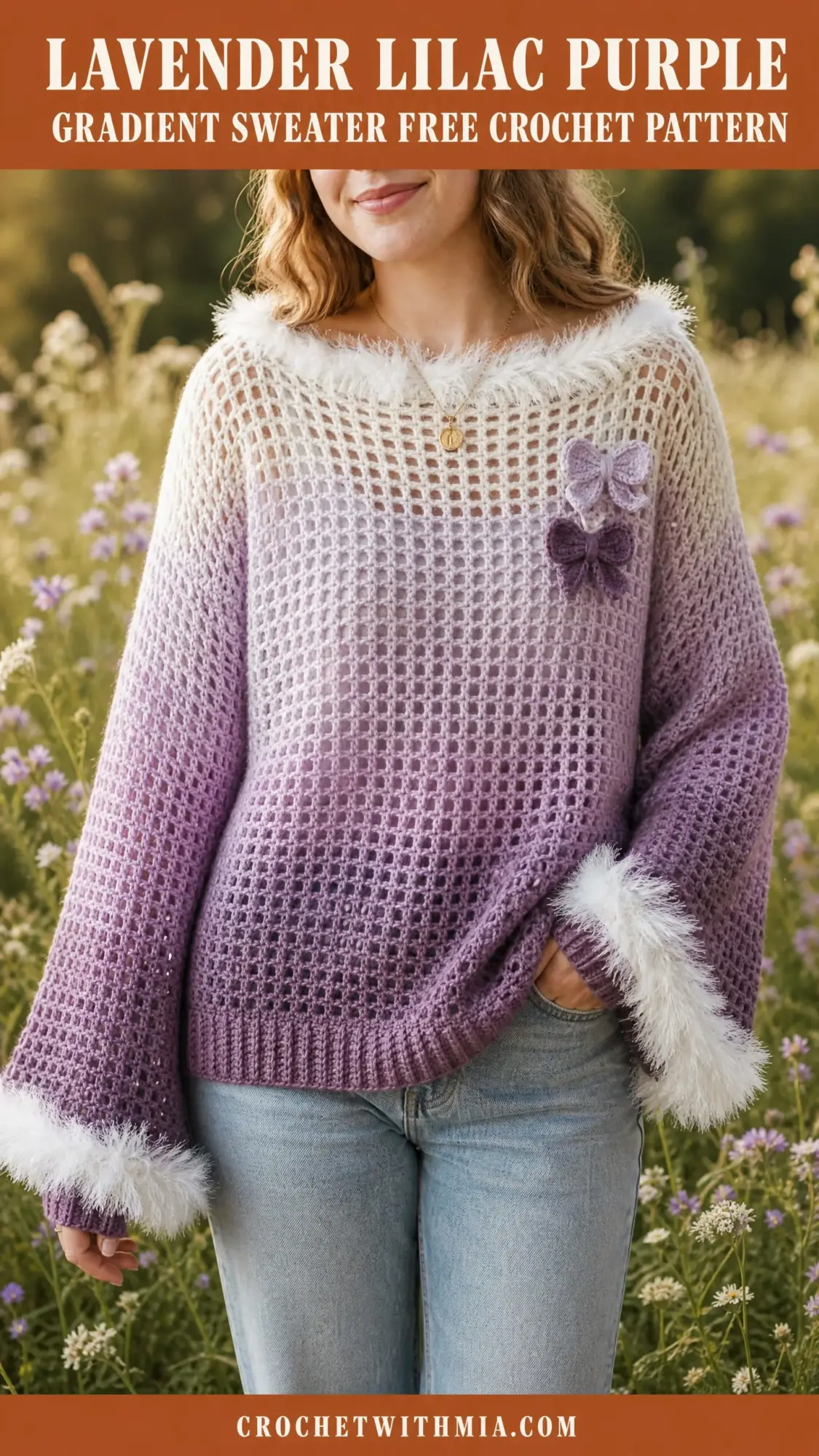 Lavender Lilac Purple Gradient Sweater Free Crochet Pattern
