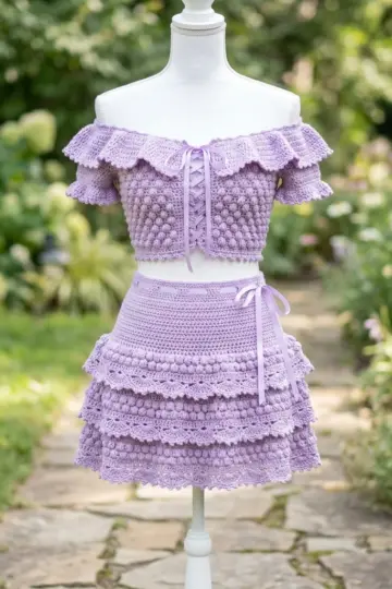 Lavender Romantic Ruffle Crochet Set Free Pattern