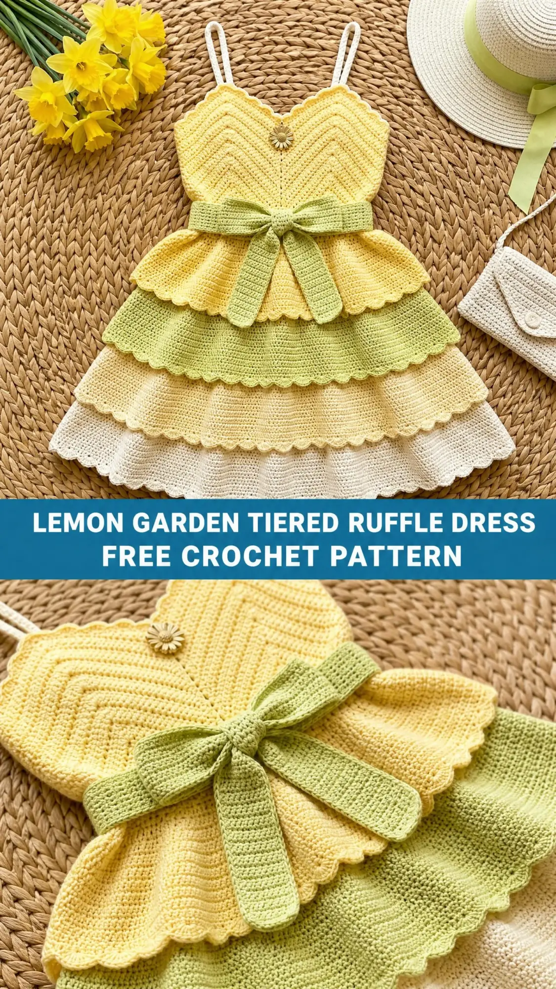 Lemon Garden Tiered Ruffle Dress Free Crochet Pattern