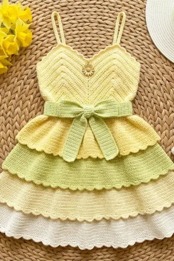 Lemon Garden Tiered Ruffle Dress Free Crochet Pattern