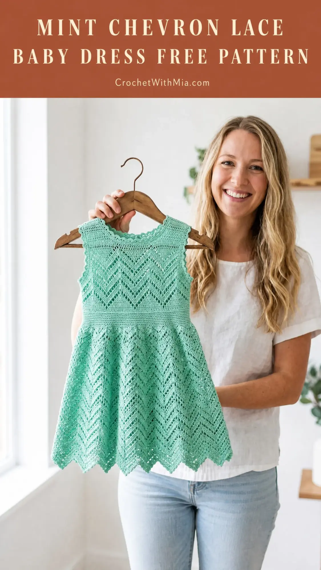 Mint Chevron Lace Baby Dress Free Crochet Pattern