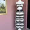 Monochrome Neutral Crochet Fringe Two-Piece Pattern