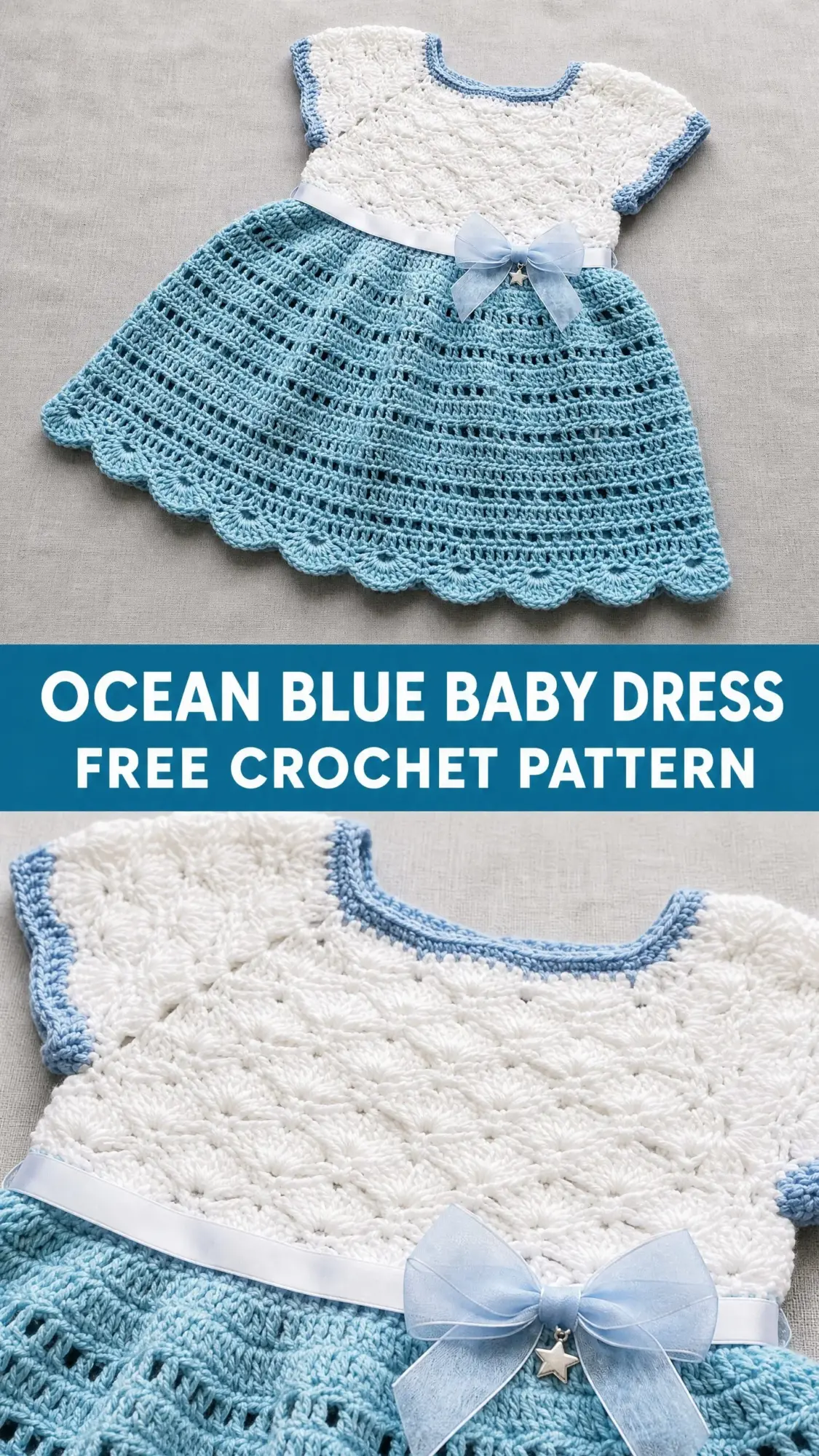 Ocean Blue Baby Dress Free Crochet Pattern