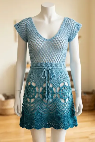 Ocean Blue Beach Dress Free Crochet Pattern