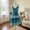 Ocean Blue Coastal Ruffle Dress Free Crochet Pattern
