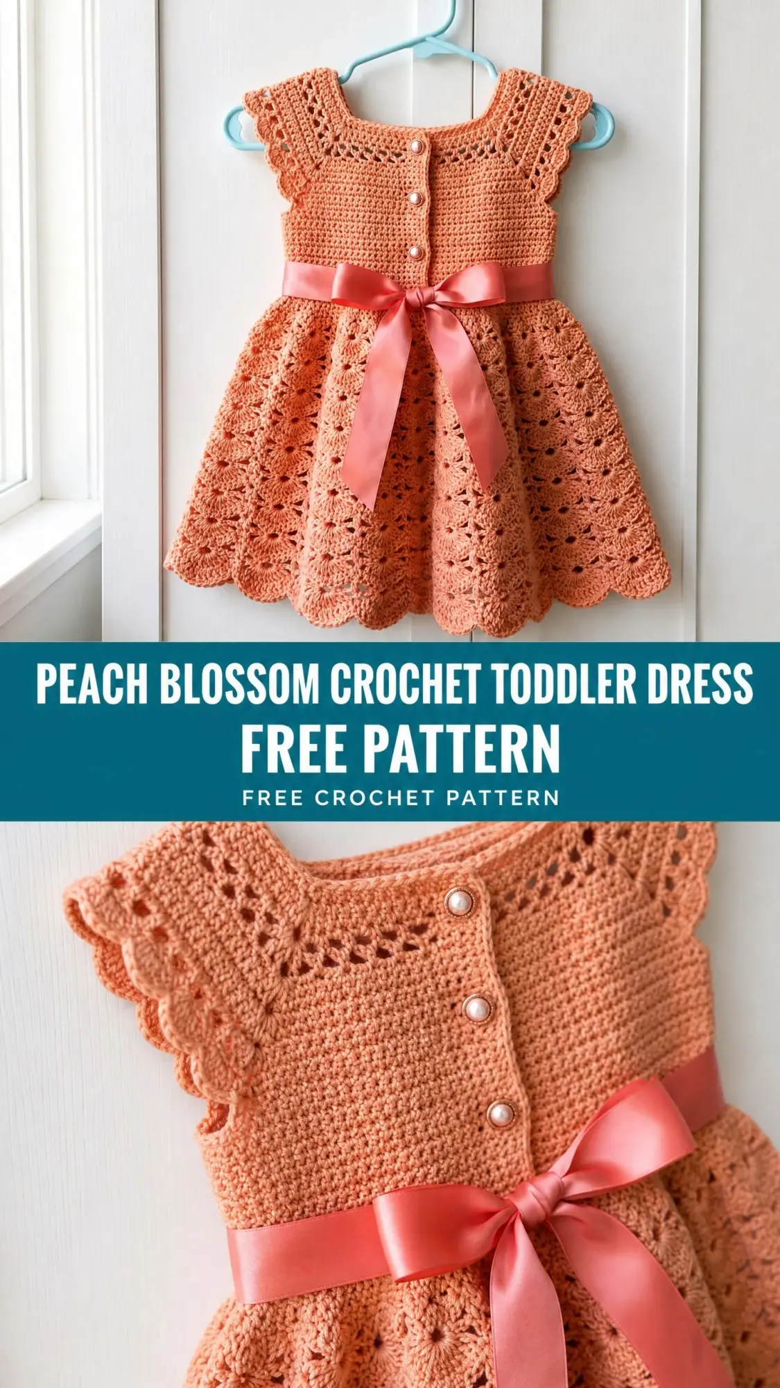 Peach Blossom Crochet Toddler Dress Free Pattern