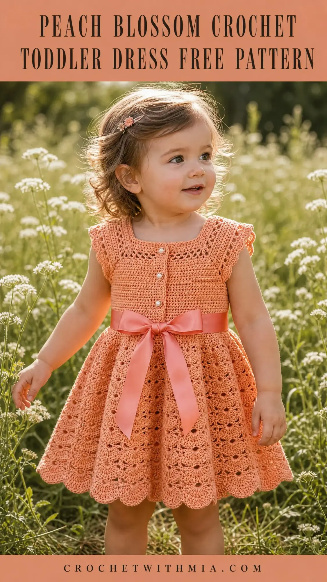 Peach Blossom Crochet Toddler Dress Free Pattern