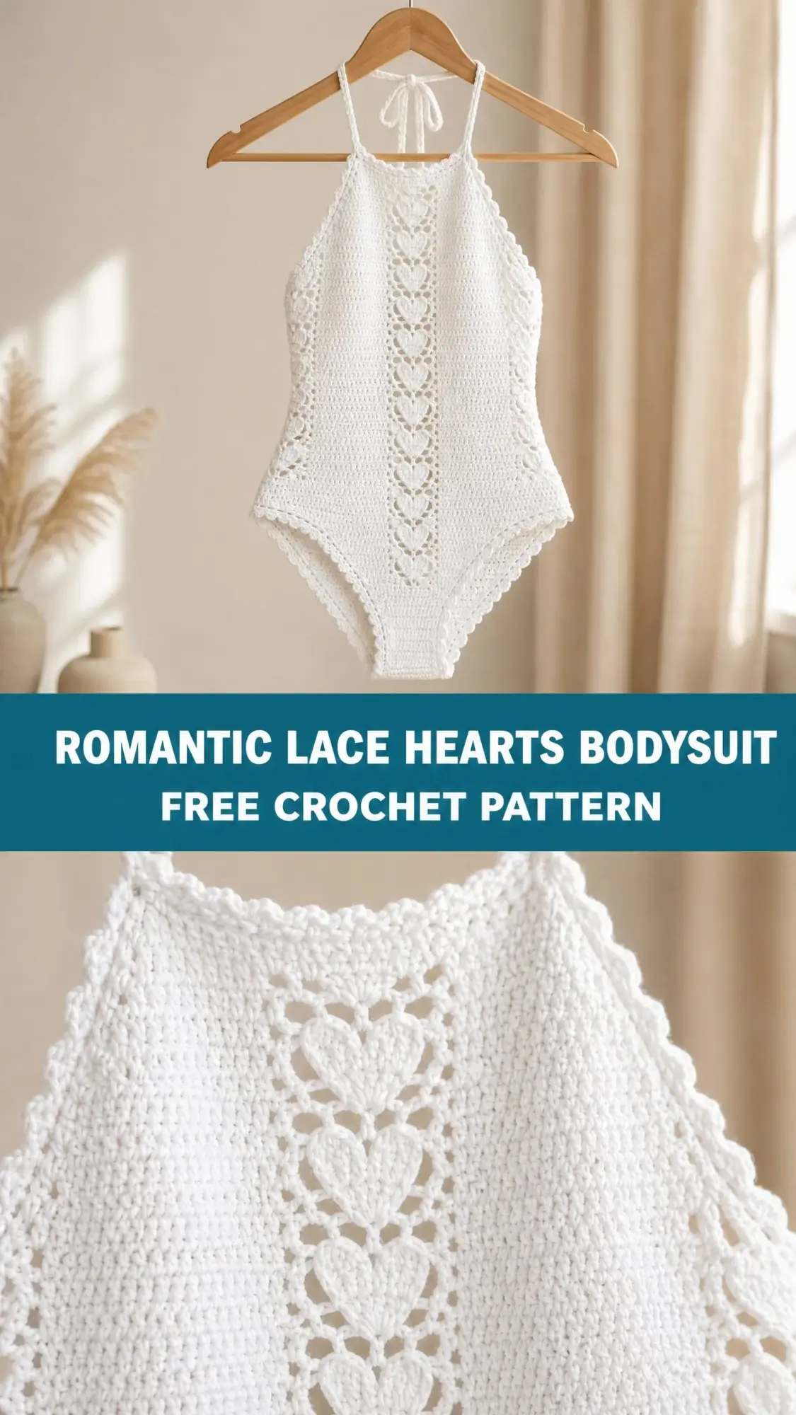 Romantic Lace Hearts Bodysuit Free Crochet Pattern