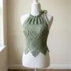 Sage Green Pineapple Lace Halter Free Crochet Pattern